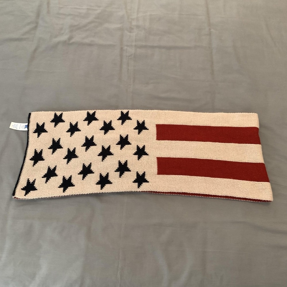 K Accessories Scarf Womens One Size Multicolor USA Flag Knit Stars Stripes